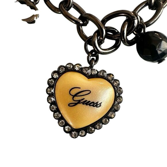 Guess Gunmetal Heart Charm Bracelet - Picture 9 of 10